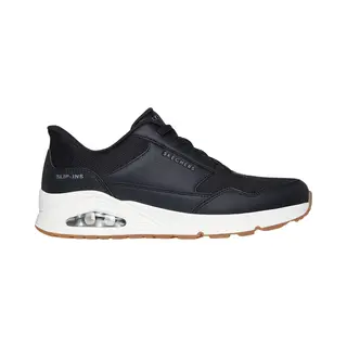 Skechers Uno Banksia Herren-Sneaker, Schwarzes Duraleather Mesh, 45 Eu