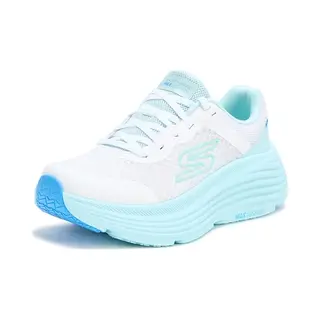 Skechers Women's Max Cushioning Endeavour Canova Sneaker, White Synthetic/Light Blue Trim, 3 Uk