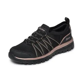 Skechers Graceful Purecrush Damen-Sneaker, Schwarzes, Rotgoldenes Strick, 38 Eu