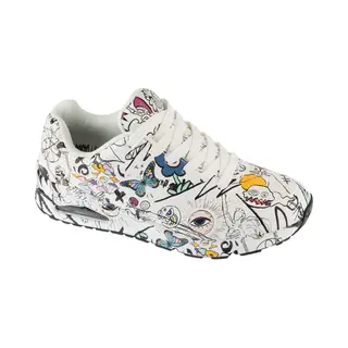 Skechers Herren Uno-Process Sketch Sneaker, Weiß/Schwarz/Multi, 42.5 Eu