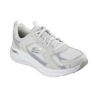 Skechers Damen Arch Fit 2.0 Vintage Luxe Sneaker, Natürliches Leder, Netzstoff, Grauer Rand, 41 Eu