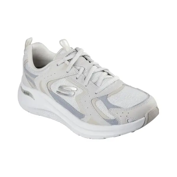Skechers Damen Arch Fit 2.0 Vintage Luxe Sneaker, Natürliches Leder, Netzstoff, Grauer Rand, 41 Eu thumbnail