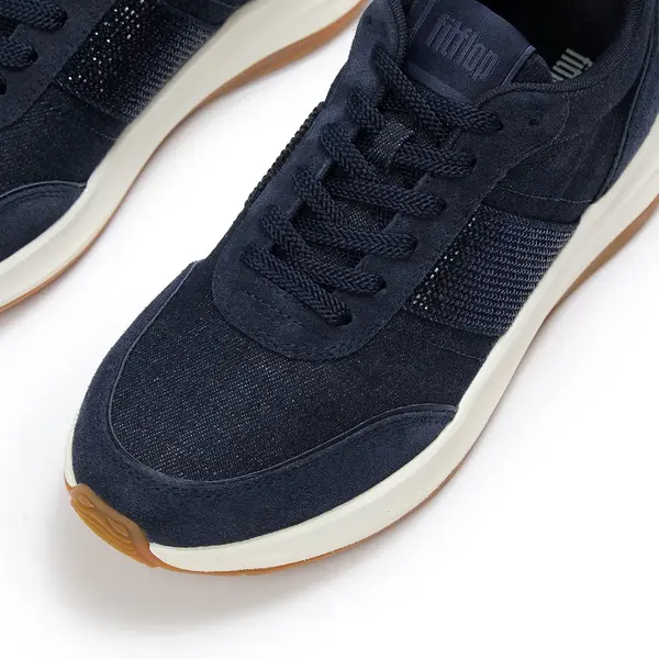 FitFlop F-Mode Flow Crystal Denim/Suede Sneakers thumbnail