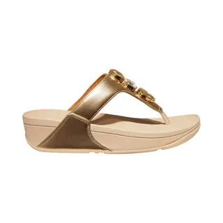 Fitflop Lulu Ultra-Jewel Toe-Post Polyurethane Women's Platino Sandals - Uk 5