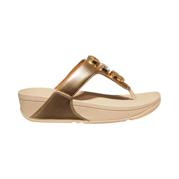 Fitflop Lulu Ultra-Jewel Toe-Post Polyurethane Women's Platino Sandals - Uk 5 thumbnail