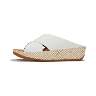 FitFlop Lulu Lux Graphic-Weave Leather Cross Slides
