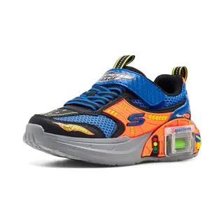 Skechers Garage Basketbal Jongens, Zwart Blauw Oranje Synthetisch Textiel Y, 35 Eu