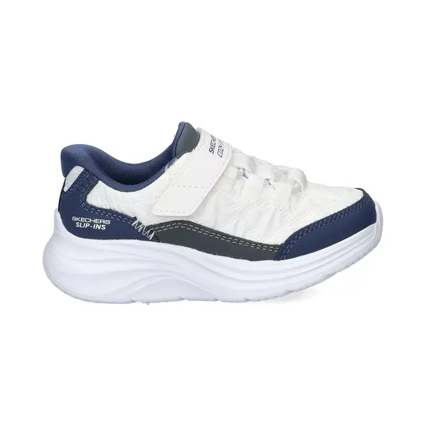 Skechers Baby Boy's Comfy Sprints Trainers, White Cozypoly/Navy Duraleather/Navy Trim, 9 Uk Toddler thumbnail