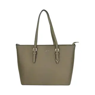 Flora & Co Grote Schoudertas / Handtas Dames - Saffiano - Nora - Donker Groen