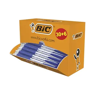 Bic Atlantis Classic Blauw Intrekbare balpen met klembevestiging 36 stuk(s)