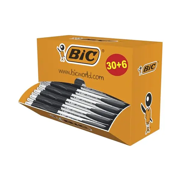 Bic Atlantis Classic Zwart Intrekbare balpen met klembevestiging 36 stuk(s) thumbnail