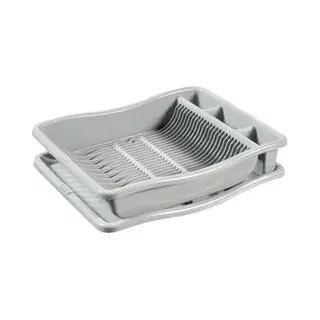 Curver Geschirrabtropfgestell Für 24 Teller Mit Tablett – 48 X 10, 5 X 38 Cm – Grau