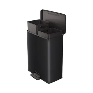 Curver Decobin Duo Prullenbak - 26L+26L - Rechthoekig - Zwart