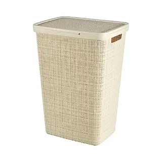 Curver Jute Laundry Box 58L - Dirty Laundry Bin With Lid - Good Ventilation - Ergonomic Handles - For Bathroom Or Laundry Room - 70% Recycled - 43 X