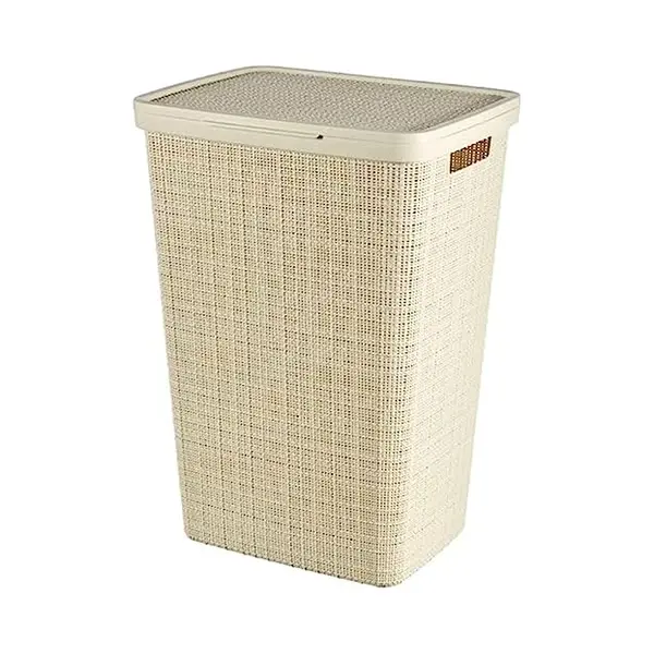 Curver Jute Laundry Box 58L - Dirty Laundry Bin With Lid - Good Ventilation - Ergonomic Handles - For Bathroom Or Laundry Room - 70% Recycled - 43 X thumbnail