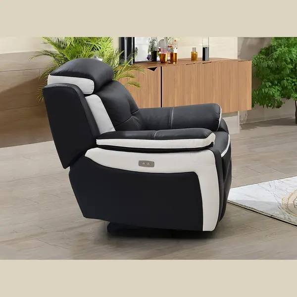Vente-unique Relaxsessel Fernsehsessel Elektrisch - Leder - Schwarz - Angelique thumbnail