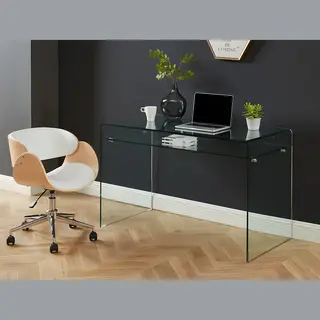 Vente-unique 1 - Compartment Desk - Tempered Glass - Stileos In Clear