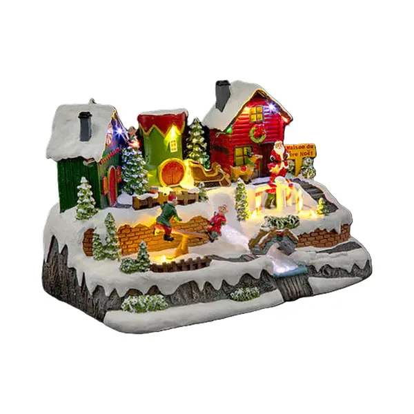 Feeric Lights & Christmas Kerstdorp Kerst Tafereel - Elven Dorp - Met Led Verlichting, Muziek En Beweging - 31 X 19 X 20, 5 Cm thumbnail