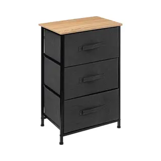 5FIVE Opbergkast Pisa - 3 Mandjes - Grijs - 45 X 30 X 73 Cm - Hout/metaal/stof - Opbergen