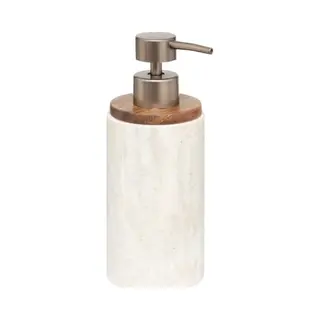5Five Zeeppompje/dispenser Como Marble - Kunststeen - Wit - 7 X 19 Cm - 300 Ml - Badkamer/keuken Accessoires