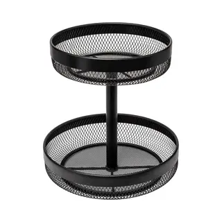 5Five Fruitschaal 2-laags Model Double Fruit - Metaal - D30 X H31 Cm - Zwart - Rond - Fruitschalen