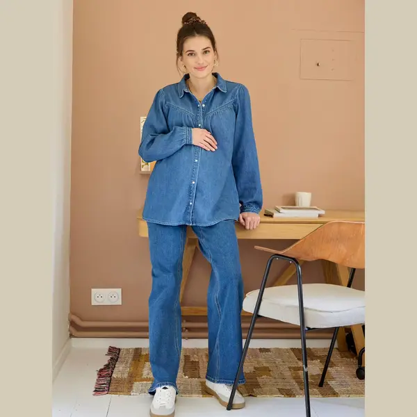 Vertbaudet Wijde Zwangerschapsjeans Ongewassen Denim thumbnail