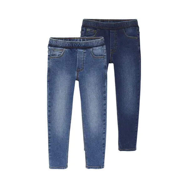Vertbaudet Set Van 2 Slim-fit Jeans Met Elastische En Verstelbare Taille thumbnail