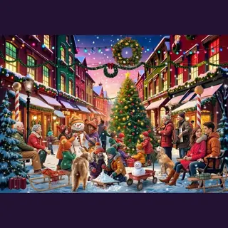 Bluebird Puzzle Kerst Puzzel Christmas Street - 1000 Stukjes.