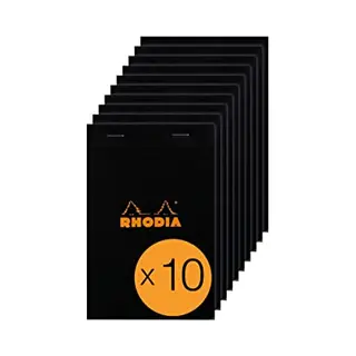 Rhodia 146009C - Packung Mit 10 Notizblöcken No.14, 11x17cm 80 Blätter Liniert 80g, Schwarz, 1 Pack