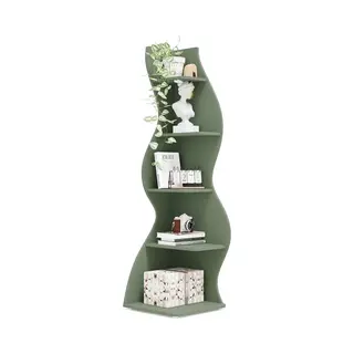 Tribesigns Boekenkast - Hoekplank Met 5 Planken - 48 X 48 X 178 Cm - Modern Stroomlijn Het Ontwerp - Lichtgroen