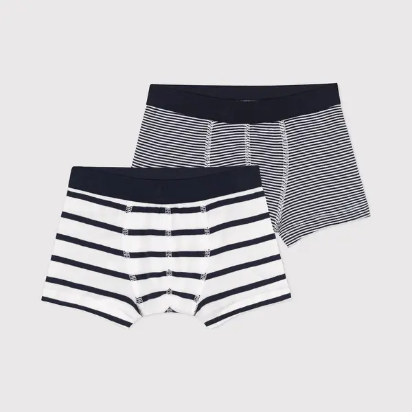Set Van 2 Gestreepte Boxershorts Petit Bateau Veel Wit thumbnail