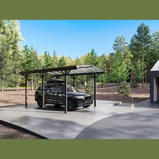Vente-unique Zelfdragende Enkele Carport Pergola Van Aluminium - 1 Auto - 15, 15 M² - Antracietgrijs - Baresa