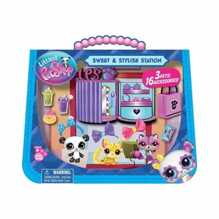 Bandai Littlest Pet Shop Sweet And Style 4-in-1 Gift Box - Pack Of 3 Animals, 15 Accessories, 1 Card, 1 Code Roblox - Mini Collectible Animal Figurines -