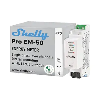Shelly Wlan-stromzähler Pro Em 50a, 2x 50a Klemme, Wlan, Lan, Bt