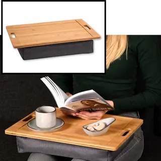 Kesper Schootkussen - Laptray - Schootdienblad Met Kussen - Knie / Schoot Dienblad - Fsc® Bamboe Hout - Dienblad Met Schootkussen - Afm 45 X 31 X 8 Cm -