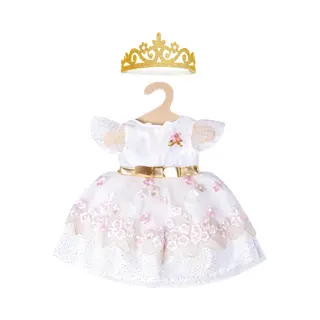 Heless 2132 - Prinzessinnen-Kleid Für Puppen Im Design Kirschblüte Mit Goldener Krone, Größe 35 - 45 Cm