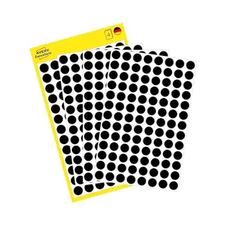 Avery Gekleurde Markeringspunten, zwart, Ø 8,0 mm, permanent klevend