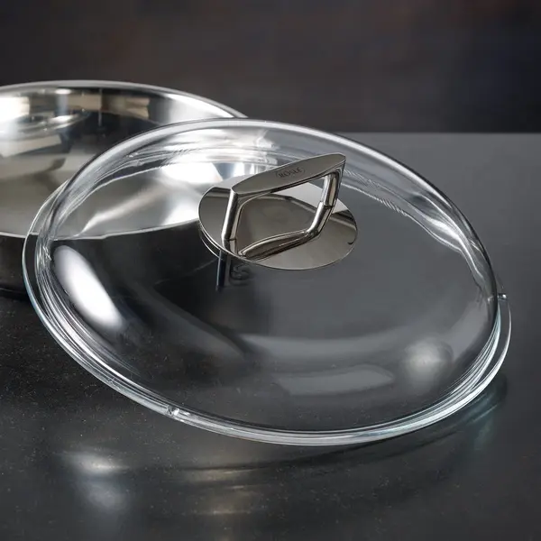 RÖSle Silence Borosilikat Glasdeckel, Hochwertiger Pfannendeckel Mit Griff Aus Edelstahl 18/10, 32 Cm, Temperaturbeständigkeit Bis 260 °C, thumbnail