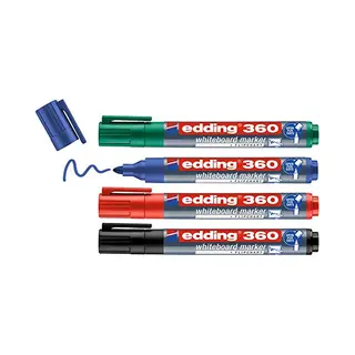 Edding Whiteboard-markers, 360 Stuks, Levendige Kleuren, 4 Whiteboard-stiften, Ronde Punt 1, 5 Tot 3 Mm, Uitwisbare Marker, Whiteboard, Whiteboard,