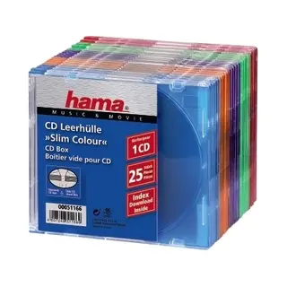 Hama Cd Slim Box Pack of 25, Coloured 1 Disks Mehrfarbig