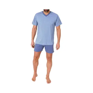 Normann Herren Schlafanzug Kurz Shorty Pyjama Aus 100% Baumwolle, Farbe, hellblau, Größe, 56