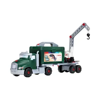 Theo Klein 8640 Bosch Schraubtruck Spiel-Set Mit Ixolino I Konstruktions-Spielzeug Mit Werkzeug, Gabelstapler Und Kran I Maße, 70 Cm X 13, 83 Cm X