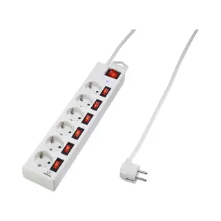 Renkforce, Stekkerdoos, Overspanningsbeveiliging Contactdoos 6-voudig Wit Beveiligingscontact (6x, Cee 7/3, 1.50 m)