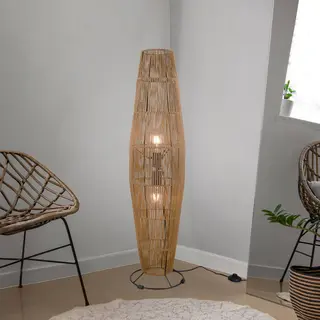 Rl Live Your Light Reality Miki - Vloerlamp - Bruin - Excl. 2x E27 40W - Voetschakelaar - Naturel Sisal