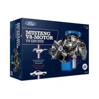 Franzis 67501 - Ford Mustang V8-Motor, Originalgetreuer Motorbausatz Im Maßstab 1, 4, Inkl. Soundmodul, Anleitung Und 100-seitigem Begleitbuch,