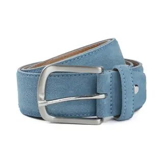 Suitable Riem Suède Leer Blauw - Maat 95 - Heren Leren Broekriem / Broeksriem - Ceintuur - Riem Casual