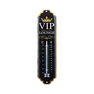Nostalgic Art Merchandising Nostalgic Art Binnen/buiten Thermometer - Vip Lounge - Zwart/goud - Metaal - 28 X 6.5 Cm