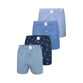 Mg-1 Geweven Wijde Boxershorts Heren Core Blauw 4-Pack - Maat Xl - Losse Boxershort Heren