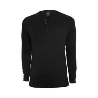 Urban Classics Herren Basic Henley L/S Tee Sweatshirt, Schwarz (Black 7), M Eu