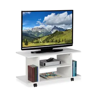Relaxdays Tv Board Holzwerkstoff Weiß Rollbar 40 Cm X 80 Cm X 40 Cm 11, 5 Kg